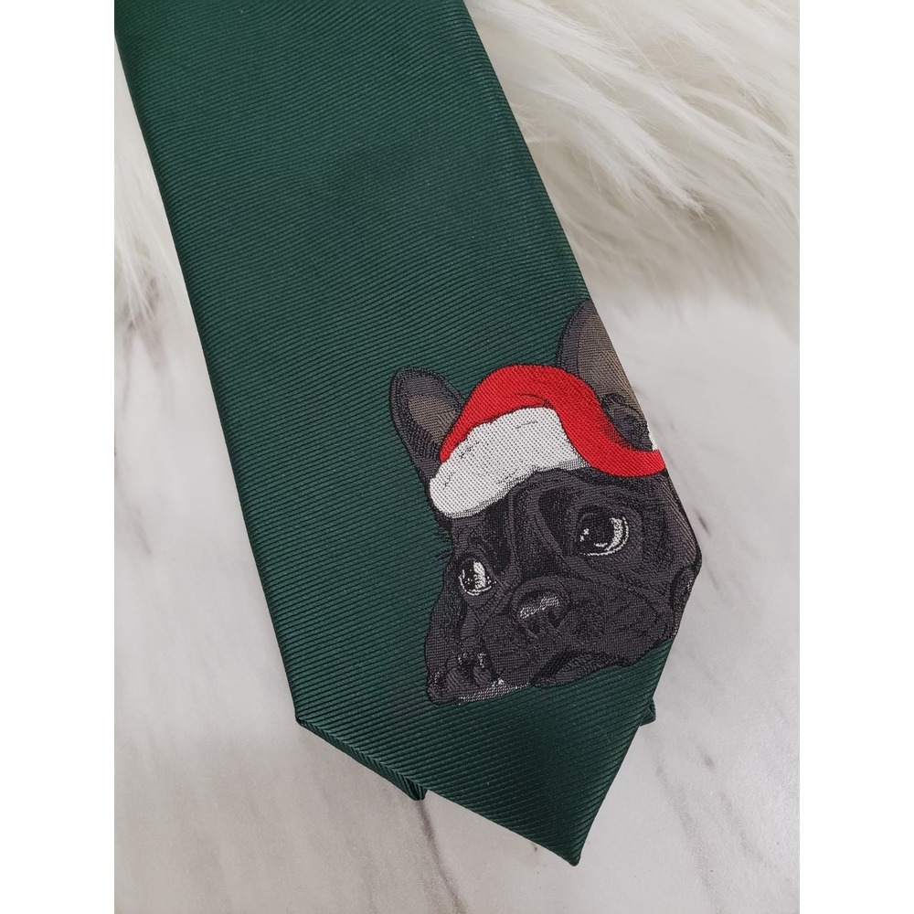 NEW Men's Necktie Christmas‎ French Bulldog Bar III Holiday Dad Gift Tie